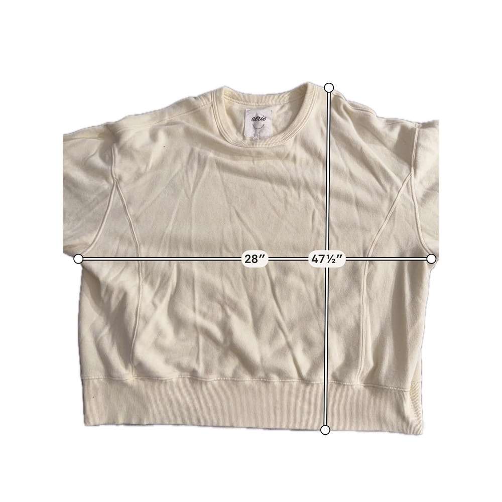 Aerie Womens Oversized Crewneck‎ Sweatshirt Pale Yellow L Loungewear Pullover A7 - Picture 6 of 9